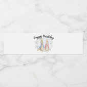 Peter und Flopsy Rabbit Happy Birthday Wasserflaschenetikett (Einzelnes Label)