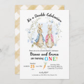 Peter und Flopsy Rabbit Siblings Geburtstag Einladung (Vorne/Hinten)