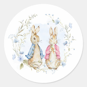 Peter und Flopsy Rabbit Siblings Party Runder Aufkleber