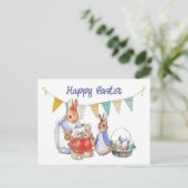 Peter und Josephine Bunny Ostereier Feiertagspostkarte (Stehend Vorderseite)