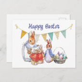 Peter und Josephine Bunny Ostereier Feiertagspostkarte (Vorne/Hinten)