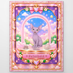 Peterbald-Katze, Kawaii-Kunst Postkarte