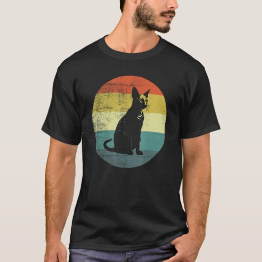 Peterbald-Katze Retro-Design T-Shirt (Vorderseite)