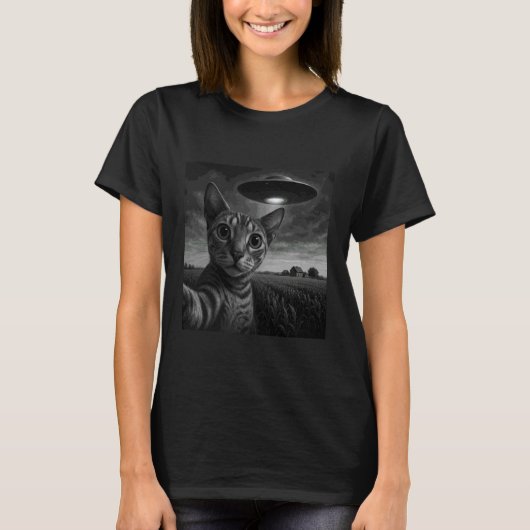 Peterbald-Katzen-Selfie mit UFO T-Shirt (Vorderseite)
