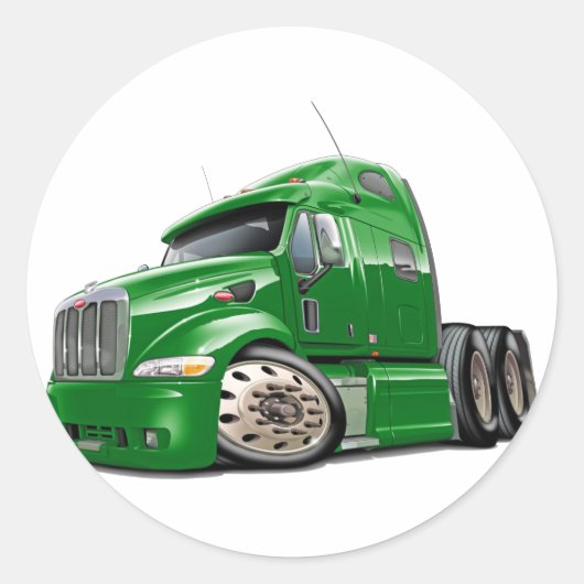Peterbilt Green Truck Runder Aufkleber (Vorderseite)