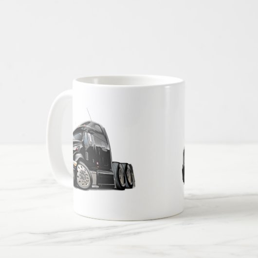 Peterbilt schwarzer LKW Kaffeetasse (Vorderseite Links)