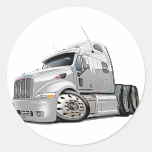 Peterbilt Weiß-LKW Runder Aufkleber