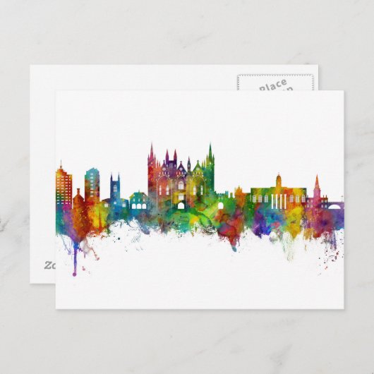 Peterborough England Skyline Postkarte (Vorne/Hinten)