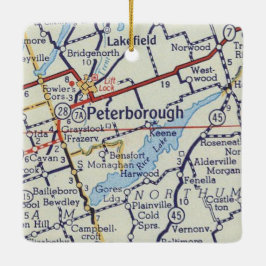 Peterborough ON Vintag Map Keramikornament