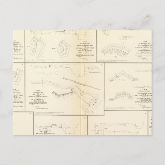 Petersburg, Va Batterien, Belagerung Postkarte (Vorderseite)