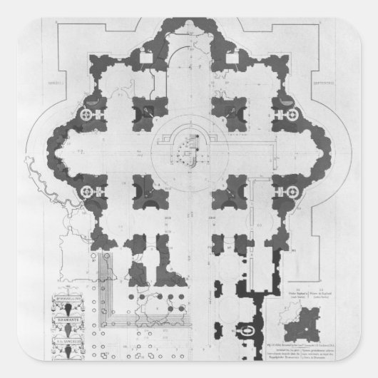 Petersdom-Plan Quadratischer Aufkleber (Vorderseite)