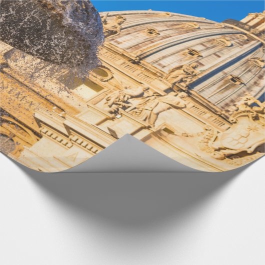 Petersdom und Brunnen Rom Italien Geschenkpapier (Ecke)