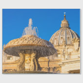 Petersdom und Brunnen Rom Italien Geschenkpapier (Flach)