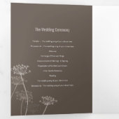 Petersilie, geblümte braune Hochzeit im Herbst Dreifach-gefaltete Programmkarte (Innen Erste Seite)