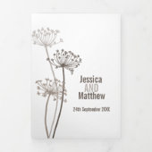 Petersilie, geblümte braune Hochzeit im Herbst Dreifach-gefaltete Programmkarte (Cover)