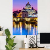 Peterskathedrale Vatikanstadt Rom Abenddämmerung Poster (Heimbüro)