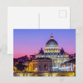 Peterskathedrale Vatikanstadt Rom Abenddämmerung Postkarte (Vorne/Hinten)