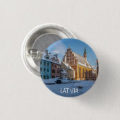 Peterskirche im Winter in Riga, Lettland Button (Vorne & Hinten)