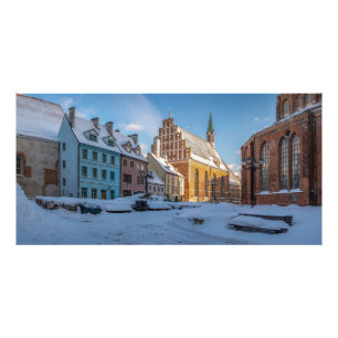 Peterskirche im Winter in Riga, Lettland Fotodruck