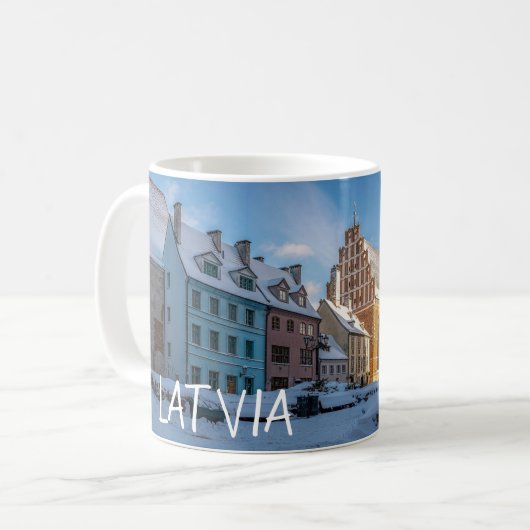 Peterskirche im Winter in Riga, Lettland Kaffeetasse (Vorderseite Links)