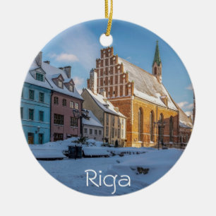 Peterskirche im Winter in Riga, Lettland Keramik Ornament