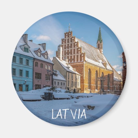 Peterskirche im Winter in Riga, Lettland Magnet (Vorne)