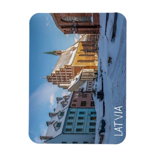 Peterskirche im Winter in Riga, Lettland Magnet (Vertikal)