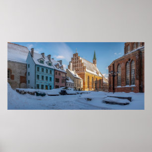 Peterskirche im Winter in Riga, Lettland Poster