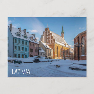 Peterskirche im Winter in Riga, Lettland Postkarte
