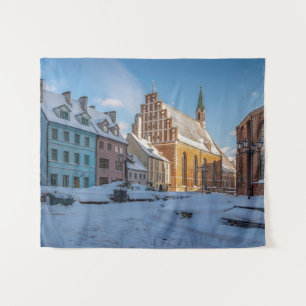 Peterskirche im Winter in Riga, Lettland Wandteppich