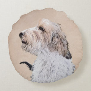 Petit Basset Griffon Vendéen Painting - Dog Art Rundes Kissen