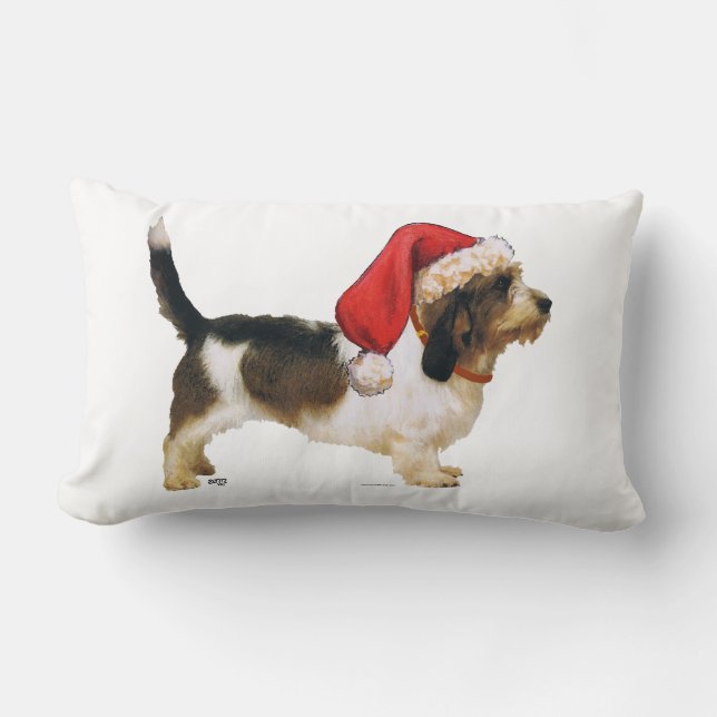 Petit Basset Griffon Vendeen Santa's Helper Lendenkissen (Vorderseite)