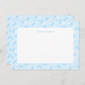 Petit Blue Whimsical Bows Daisy Monogram Notecard Dankeskarte (Vorne/Hinten)