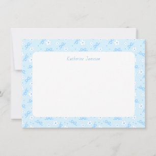 Petit Blue Whimsical Bows Daisy Monogram Notizkart Dankeskarte