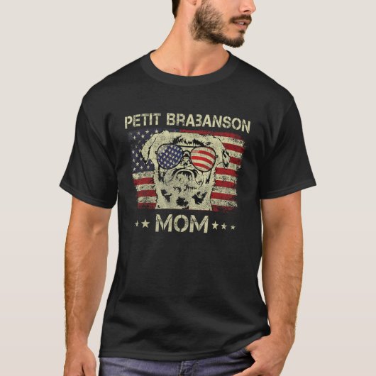 Petit Brabanson Mom Dog American Flag 4th Of July T-Shirt (Vorderseite)