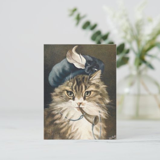Petit Garçon bleu Chat Postkarte (Stehend Vorderseite)