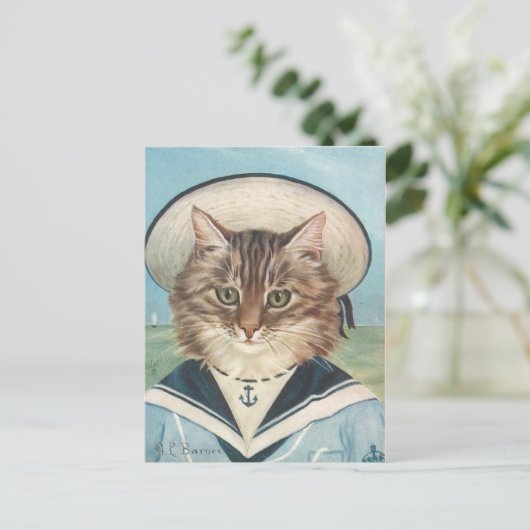 Petit Garçon mer Chat Postkarte (Stehend Vorderseite)