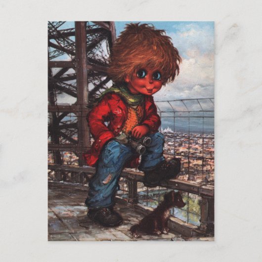 Petit Poulbot à la Tour Eiffel Postkarte (Vorderseite)