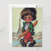 Petit Poulbot avec baguette à Paris Postkarte (Vorne/Hinten)