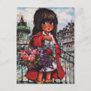 Petit Poulbot vendeuse de fleurs Postkarte