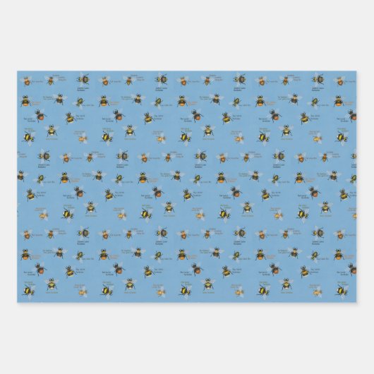 PetitArt | Bienen und Wildblumen Set von 3 Wrappin Geschenkpapier Set (Vorderseite 3)