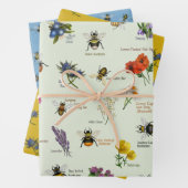 PetitArt | Bienen und Wildblumen Set von 3 Wrappin Geschenkpapier Set (Beispiel)