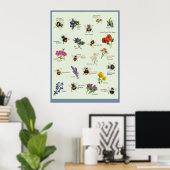PetitArt | Britische Biene & Wilde Blume Poster (Heimbüro)