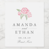 Petite Bouquet Blush | Hochzeit Weinetikett (Einzelnes Label)
