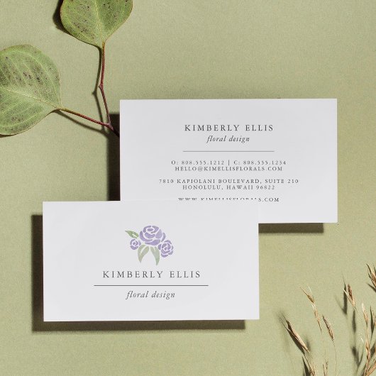 Petite Bouquet | Lila Aquarellblume Visitenkarte