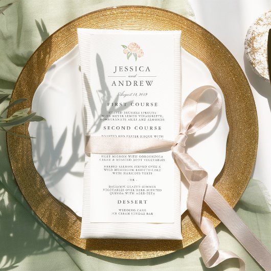 Petite Bouquet Wedding Menu Card | Peach Menükarte