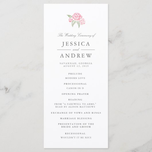 Petite Bouquet Wedding Program | Blüte Programm (Vorderseite)
