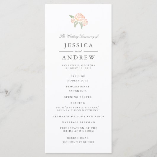 Petite Bouquet Wedding Program | Peach Programm (Vorderseite)