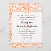 Petite Coral Damask Gray Schriftart Wedding Einlad Einladung (Vorne/Hinten)