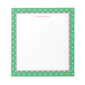 Petite Dots Pink and Green Personalized Notizblock (Vorderseite)